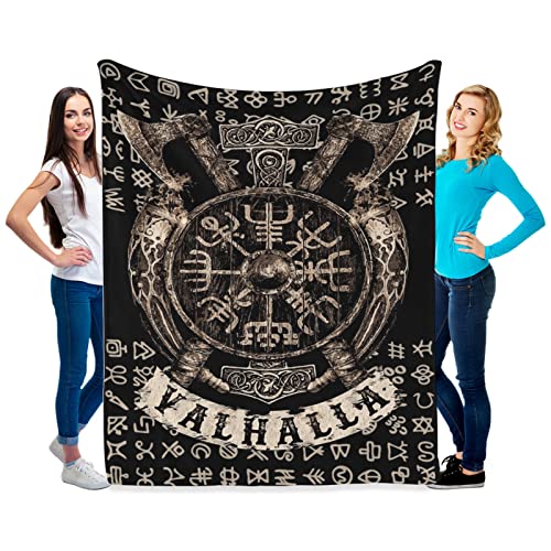 MYSLC Kinder Erwachsene Kuscheldecke Wohndecke Tagesdecke Decke Wikinger Walhalla Vegvisir Axt Design Flanell TV-Decke Warme Reise Kuscheldecke Multicolor 150x200cm von MYSLC