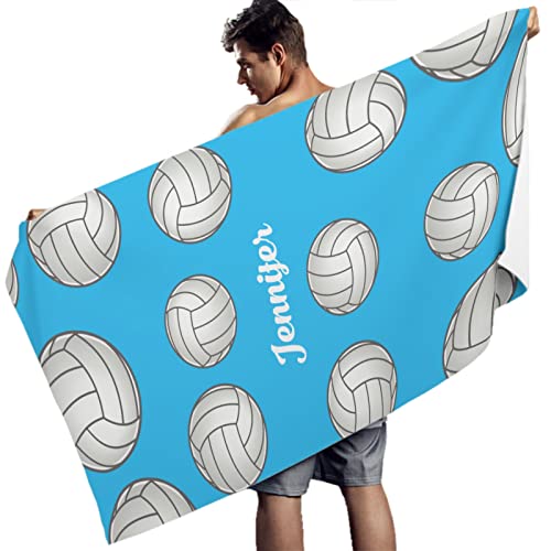 MYSLC Personalisiertes Strandtuch mit Namen Benutzerdefinierte Strandtücher Volleyball Blaues Strandtuch Schnell Trocknendes Strandtuch Strand Badetuch Personalisierte Handtuch von MYSLC