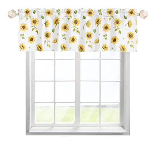 MYSLC Scheibengardinen Bistrogardine Kurze Fenster Sonnenblume Gänseblümchen Fensterbehandlung Vorhänge Schiebevorhang Küche Vorhang Fenstervolant Wohnzimmer Vorhang Multicolor 137x45cm,1 Stück von MYSLC