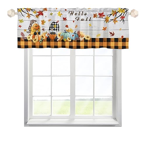 MYSLC Thanksgiving Herbst Kürbis Bistrogardine Scheibengardinen Kurze Fenster Ahornblatt Plaids Fensterbehandlung Vorhänge Schiebevorhang Kurz Vorhang Behandlungsvorhänge Volant 137x45cm,2 Stück von MYSLC