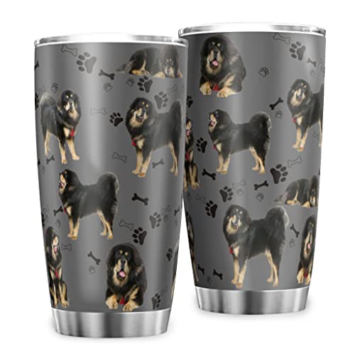 Reisebecher Kaffeebecher Tibetischer Mastiff Hunde Tiere Thermo Becher Rostfreier Stahl Doppelwand Isolierung Tasse Becher mit spritzwassergeschütztem Deckel Reiseflasche white 600ml von MYSLC