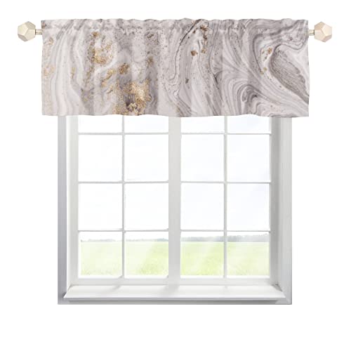 Scheibengardinen Bistrogardine Küche Fenster Rosa Gold Marmor Fensterbehandlung Vorhänge Schiebevorhang kurzer Vorhang Behandlungsvorhänge für Küche Badezimmer Multicolor 137x45cm,2 Stück von MYSLC