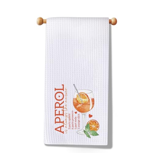 MYSOMY Aperol Spritz Themed Gift Aperol Spritz Lover Kitchen Towel Cocktail Reusable Towels Cocktail Summer Lover Gifts(Aperol Towel UK) von MYSOMY