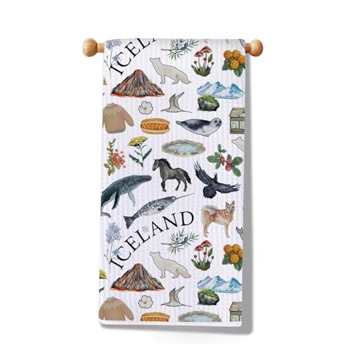 MYSOMY Island Besuchsgeschenk Geschirrtuch Island Geschenke und Souvenirs Küchentuch Island Reise Geschenk (Island-Handtuch) von MYSOMY