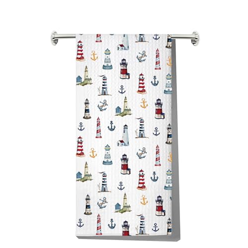 MYSOMY Leuchtturm Küchentuch Leuchtturm Anker Handtücher Leuchtturm Einweihungsgeschenk Leuchtturm Handtücher (Leuchtturm UK) von MYSOMY