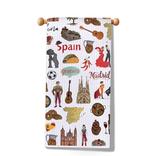MYSOMY Spanien Küchentuch Spanien Reise Liebhaber Geschenk Spanien Souvenir Geschenk Spanien Einweihungsgeschenk Geschirrtuch (Spanien Towel 2) von MYSOMY