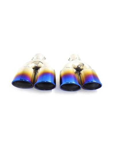 Auto Auspuff Ende Endrohr Universal Motors Tail Throat EIN-Auslass Zwei-Auslass Elliptisch Doppel-Auslass Vier-Auslass Heckdüse Schalldämpfer(Blue-Plated Four-Outlet) von MYSSJS