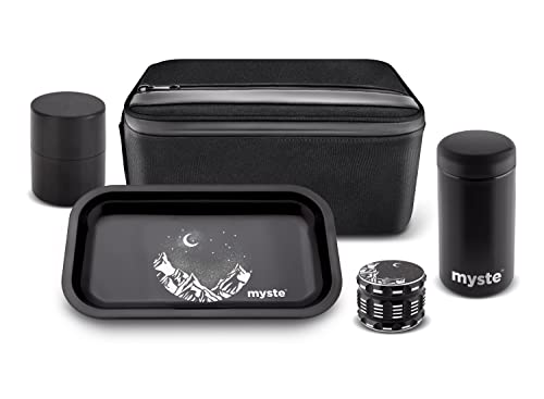 MYSTE XXXL Stash Box mit Zubehör, groß Grinder 63mm, geruchsdichtes Combo Set, Stashbox Combo Kit verschließbar mit Schloss, mit Mühle, Rolling Tray Set von MYSTE