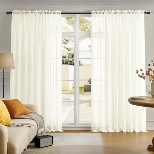 MYSTIC-HOME Transparente Vorhänge, beige, 244.3 cm lang, Fensterbehandlungen, Stangentasche, Vorhänge für Wohnzimmer, Schlafzimmer, halbknitterig, 274.3 x 241.3 cm, 1 Paneel MYSTIC-HOME Transparente Vorhänge, beige, 244.3 cm lang, Fensterbehandlungen, Stangentasche, Vorhänge für Wohnzimmer, Schlafzimmer, halbknitterig, 274.3 x 241.3 cm, 1 Paneel von MYSTIC-HOME