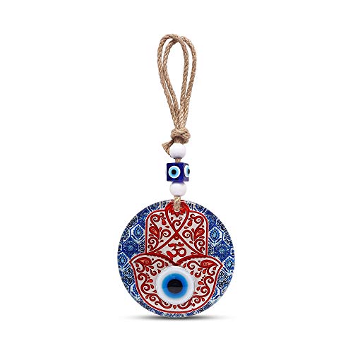 MYSTIC JEWELS Hamsa Hand der Fatima aus Glas mit türkischem Auge für Glück zu Hause (Modell 1) von MYSTIC JEWELS