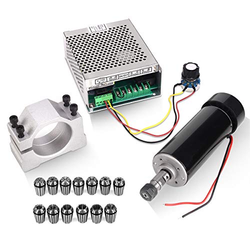 500W Luftgekühlten 0.5kw Mini Spindle Motor + 220V MACH3 Geschwindigkeit Power Converter + 52mm Clamp + 13pcs ER11 Collet für CNC Gravieren Maschine von MYSWEETY