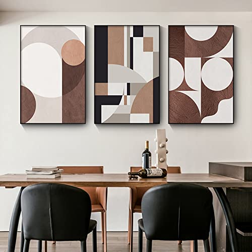 MYTAYT Minimalistische Innendekoration, Gemälde, braune Bilder, geometrische abstrakte Wandkunst, Leinwandposter für Wohnzimmer, Veranda, Schlafzimmer, Dekoration/kein Rahmen von MYTAYT