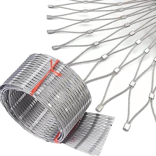 MYTGHBF Seilnetz aus Edelstahl 304, Absturzsicherungsnetz, Flexibles Kabel, Balustradennetz, Sicherheitsnetz für Balkone, 10 cm/2 mm, für Geflügelbarriere(1.5x6m/4.92x19.68ft) von MYTGHBF