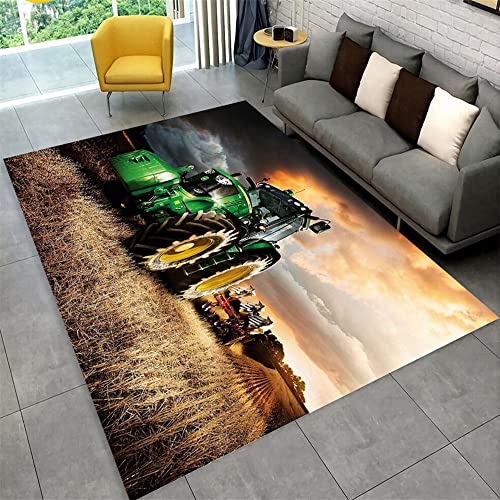 MYTWEX 3D-Auto-Traktor-Serie bedruckter Teppich Familie Wohnzimmer Schlafzimmer Sofa Fußmatte dekorativer Teppich Kinder rutschfeste Bodenmatte(LK1873) 80x120Cm von MYTWEX