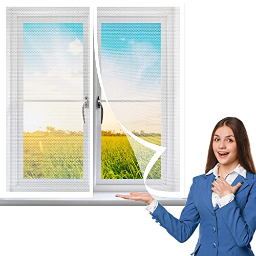 Fliegengitter Fenster 125 x 140 cm, Insektenschutz Magnet Fliegengitter Auto Schließen Magnetische Adsorption für Windows/Wohnzimmer Fenstern, Weiß von MYUANH