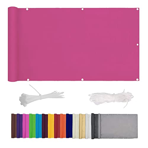 MYUANH Balkon Sichtschutz 1x5m Balkon Windschutz UV-Schutz HDPE Balkonbespannung Balkonschutz Ohne Bohren für Balkongeländer,Terrasse & Garten, Pink Lila von MYUANH