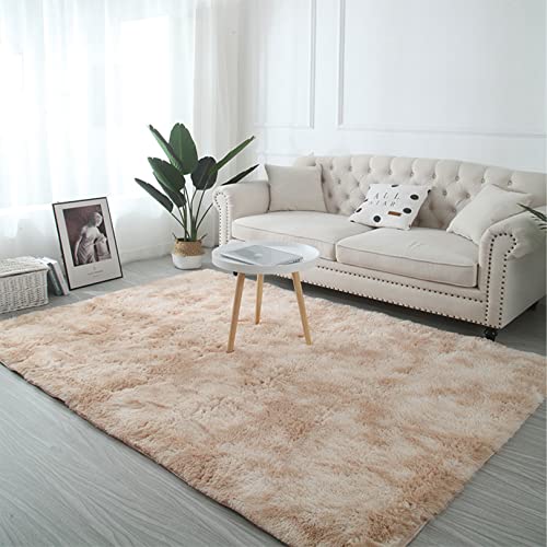 MYUANH Soft Touch Area Rug 180x220cm Waschbar Bunte Batik Teppich versch. Farben u. Größe Für Wohnzimmer Hochflor Moderner Weicher Teppich, Braun von MYUANH