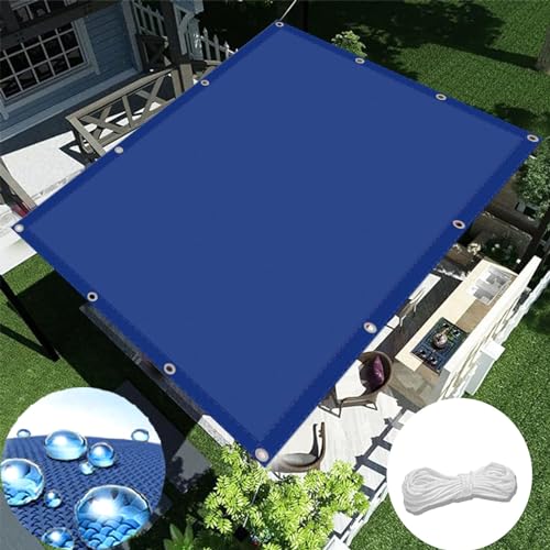 Sonnensegel Rechteckig 2 x 6 m Sonnenschutz 98% UV Schutz Sonnensegel Wasserdicht Rechteckig mit Spannseilen für Garten Balkon & Terrasse, Dunkelblau von MYUANH