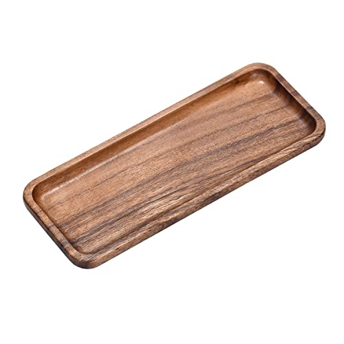 Handgefertigtes massives Akazienholz Serviertablett (32x12.7x2 cm) Holz rechteckige kleine Teller für Lebensmittel, Kekse, Brot, Obst, Salat, Sushi-Teller, Dessert-Abendessen Frühstücksteller von MYUANXI