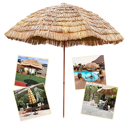 MYUYEE ? 18 m Strandschirm im Hawaii-Design Strohdach für Terrasse Pool Terrasse Strandschirme 45° Neigung 8 stabile Streben und UV-Schutz, von MYUYEE