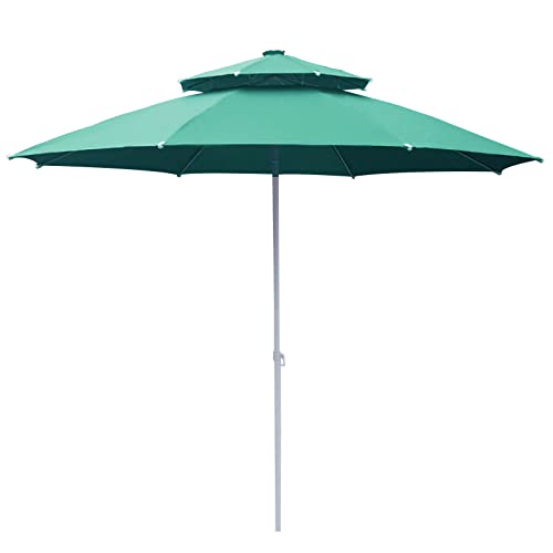 MYUYEE 25 m großer Doppel-Angelschirm Strand-/Garten-/Terrassenschirm Polyester-Regenschirm wasserdicht Sonnenschutz,Dunkelgrün – Nicht kippbar von MYUYEE