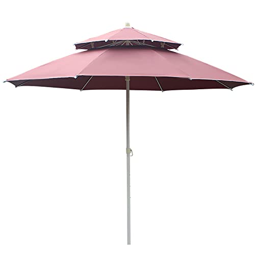 MYUYEE 25 m großer Doppel-Angelschirm Strand-/Garten-/Terrassenschirm Polyester-Regenschirm wasserdicht Sonnenschutz,Dunkler Kaffee - Nicht kippbar von MYUYEE