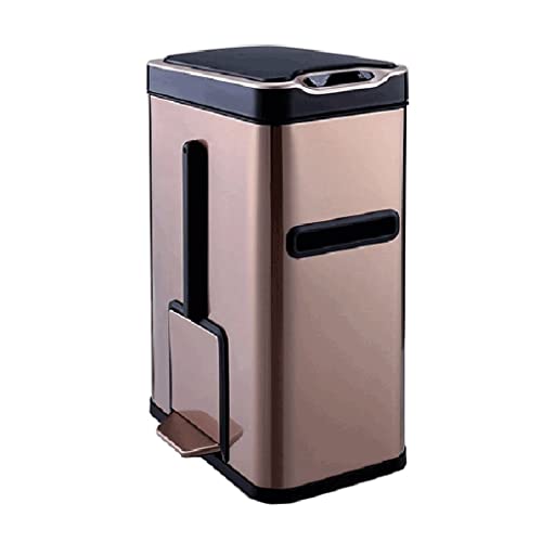 MYUYEE Mülleimer fürs Büro intelligenter Mülleimer Badezimmer-Mülleimer automatischer Deckel Taschentuchhalter Toilettenbürste multifunktionaler,Gold - Einheitsgröße von MYUYEE