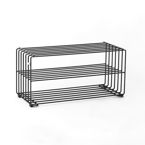 MYWIRE® Elegantes Schuhregal Metall (Graphitschwarz) „RODL 2“ – Moderne Schuhaufbewahrung Schuhablage im eleganten Look – hochwertiger Schuhorganizer stabil und robust – in Österreich produziert von MYWIRE
