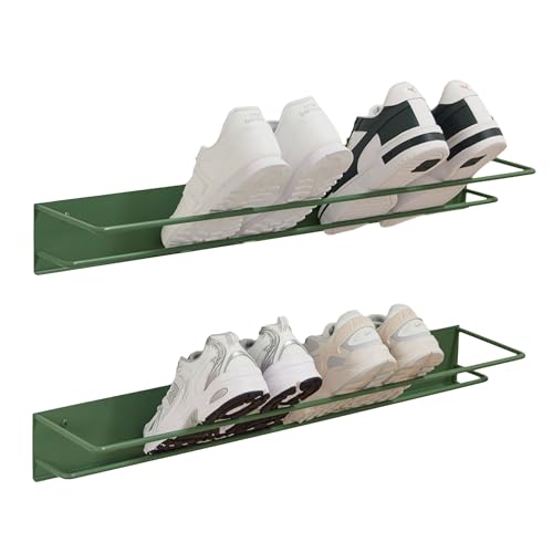 MYWIRE® Elegantes Schuhregal Metall (Resedagrün 2er Set) „INN“ – Moderne Schuhaufbewahrung Schuhablage im eleganten Look – hochwertiger Schuhorganizer stabil und robust – in Österreich produziert von MYWIRE