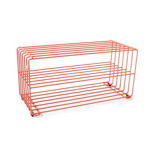 MYWIRE® Elegantes Schuhregal Metall (Sunset Coral) „RODL 2“ – Moderne Schuhaufbewahrung Schuhablage im eleganten Look – hochwertiger Schuhorganizer stabil und robust – in Österreich produziert von MYWIRE