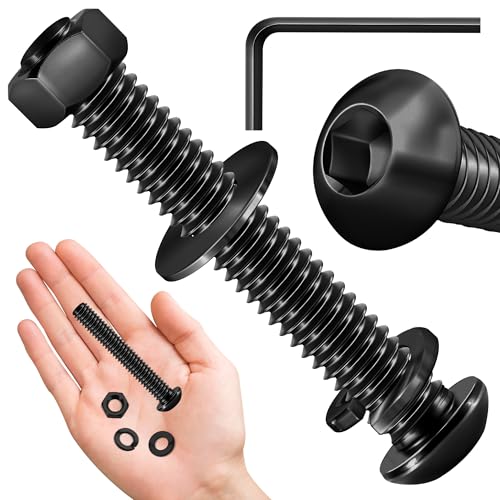 (20 Sets) 1/4-20 Bolzen x 1-3/4 Zoll Halbrundkopfschrauben, Schwarzoxid 304 Edelstahlmuttern und Bolzen, 18-8 Inbusschrauben, Muttern und Bolzen Sortimentsset, Sechskantschlüssel von Mywish von MYWISH