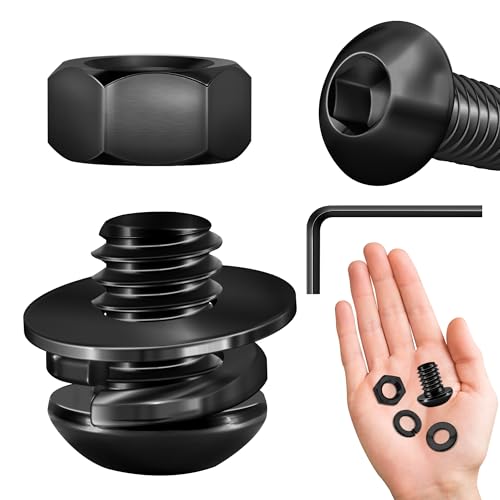 (20 Sets) 1/4-20 Bolzen x 3/8 Zoll Halbrundkopfschrauben, Schwarzoxid 304 Edelstahlmuttern und Bolzen, 18-8 Inbusschrauben, Muttern und Bolzen Sortimentsset, Vollgewinde-Sechskantschlüssel von Mywish von MYWISH