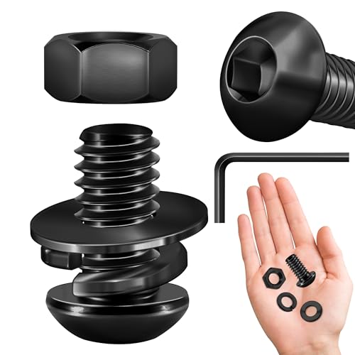 (20 Sets) 1/4-20 Bolzen x 5/8 Zoll Halbrundkopfschrauben, Schwarzoxid 304 Edelstahlmuttern und Bolzen, 18-8 Inbusschrauben, Muttern und Bolzen Sortimentsset, Vollgewinde-Sechskantschlüssel von Mywish von MYWISH