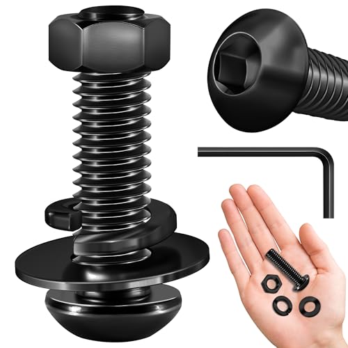 (20 Sets) 3/8-16 Bolzen x 1-1/2 Zoll Halbrundkopfschrauben, Schwarzoxid 304 Edelstahlmuttern und Bolzen, 18-8 Inbusschrauben, Muttern und Bolzen Sortimentsset, Sechskantschlüssel von Mywish von MYWISH