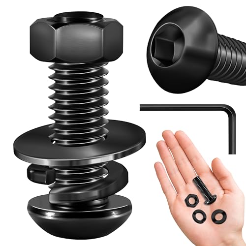 (20 Sets) 3/8-16 Bolzen x 1-1/4 Zoll Halbrundkopfschrauben, Schwarzoxid 304 Edelstahlmuttern und Bolzen, 18-8 Inbusschrauben, Muttern und Bolzen Sortimentsset, Sechskantschlüssel von Mywish von MYWISH