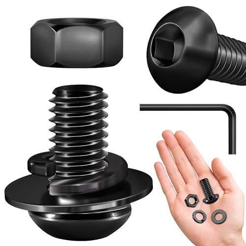 (20 Sets) 3/8-16 Bolzen x 3/4 Zoll Halbrundkopfschrauben, Schwarzoxid 304 Edelstahl, Muttern und Bolzen, 18-8 Inbusschrauben, Muttern und Bolzen, Sortimentsset, Sechskantschlüssel von Mywish von MYWISH