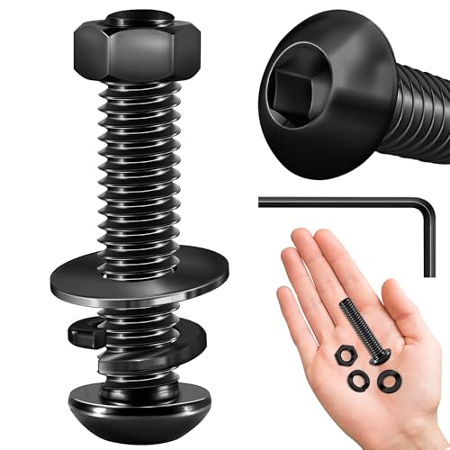 (20 Sets) 5/16-18 Bolzen x 1-1/2 Zoll Halbrundkopfschrauben, Schwarzoxid 304 Edelstahlmuttern und Bolzen, 18-8 Inbusschrauben, Muttern und Bolzen Sortimentsset, Sechskantschlüssel von Mywish von MYWISH