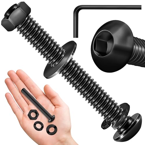 (20 Sets) 5/16-18 Bolzen x 2-1/2 Zoll Halbrundkopfschrauben, Schwarzoxid 304 Edelstahlmuttern und Bolzen, 18-8 Inbusschrauben, Muttern und Bolzen Sortimentsset, Sechskantschlüssel von Mywish von MYWISH