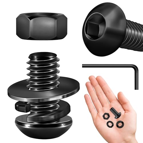 (20 Sets) 5/16-18 Bolzen x 5/8 Zoll Halbrundkopfschrauben, Schwarzoxid 304 Edelstahlmuttern und Bolzen, 18–8 Inbusschrauben, Muttern und Bolzen, Sortimentsset, Sechskantschlüssel von Mywish von MYWISH