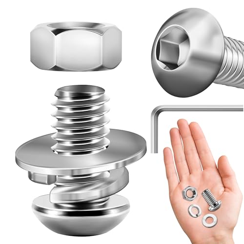 Mywish 20 Set 1/4-20 Bolzen x 5/8 Zoll Innensechskantschrauben, Schrauben, Muttern Sortiment Kit, Edelstahl, Inbusschrauben, Sechskantschlüssel von MYWISH