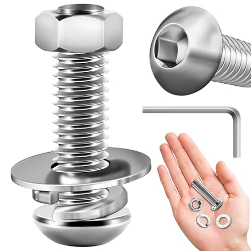 Mywish 3/8-16 x 1-1/2 Zoll Edelstahlschrauben-Set – 20 Sets, Innensechskantschrauben, Muttern, Unterlegscheiben, Inbus-Sechskantantrieb von MYWISH