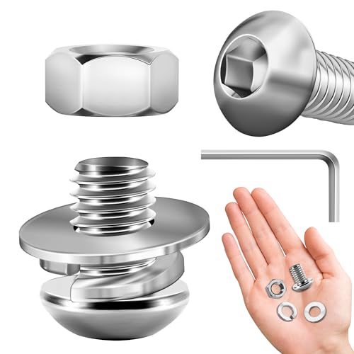 Mywish 3/8-16 x 5/8 Zoll Edelstahlschrauben-Set – 20 Sets, Innensechskantantrieb, Halbrundkopfschrauben, Muttern und Unterlegscheiben von MYWISH