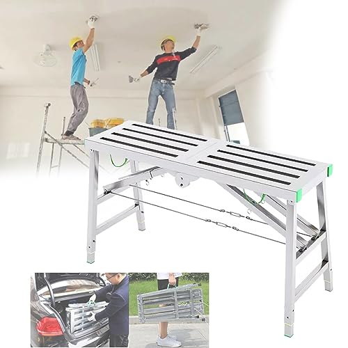 Arbeitsbühne, 5-Gang-Höhenverstellung Tragbare Mehrzweck-Arbeitsplattform aus Stahl Gerüst Turm Leiter Hocker Bank, 180 × 40 cm(200x30cm) von MYXJX