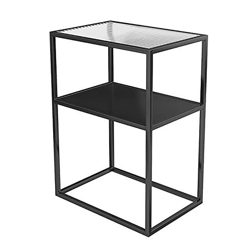 Beistelltisch, Beistelltisch Changhong aus gehärtetem Glas im Ins-Stil, doppelschichtiger Ecktisch aus Schmiedeeisen for kleine Wohnungen, multifunktionaler Regal-/Aufbewahrungsschrank(Black,43.5x23.5 Beistelltisch, Beistelltisch Changhong aus gehärtetem Glas im Ins-Stil, doppelschichtiger Ecktisch aus Schmiedeeisen for kleine Wohnungen, multifunktionaler Regal-/Aufbewahrungsschrank(Black,43.5x23.5 von MYXJX