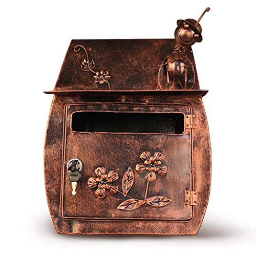 Briefkasten, Briefkasten Europäische Klassische Villa Briefkasten Pastoralen Retro Wandmontage Mit Schloss Briefkasten Briefkasten Wasserdichter Außenbriefkasten(Brown) von MYXJX