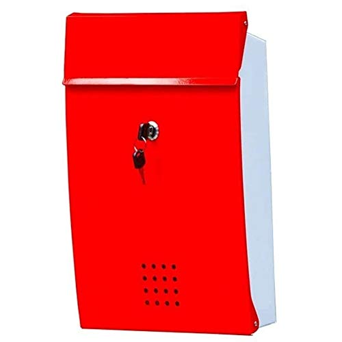 Briefkasten, Briefkasten zur Wandmontage, robuste sichere Aufbewahrung mit Schloss for gewerbliche Heimbüros oder Unternehmen(Red) von MYXJX