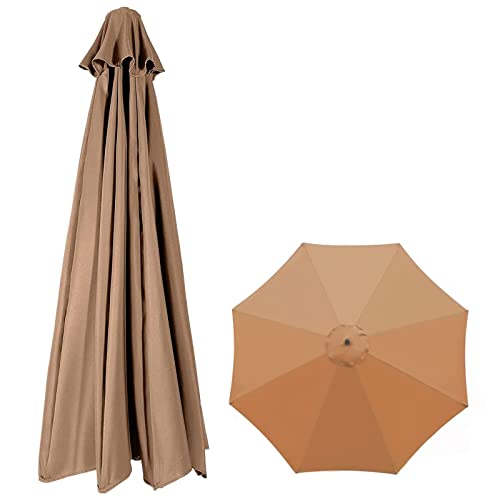 Ersatz-Sonnenschirmbezug, Ersatzbezug for Sonnenschirm, 2,7 m, 3, 8 Streben, Ersatzdach for den Garten(Khaki,2.7m 8 Ribs) von MYXJX