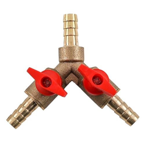 Kugelhahn, 1 Stück 8 mm/10 mm/12 mm Y-Schlauchanschluss, drei 3-Wege-Messing-Absperrkugelhahn, Rohrverschraubung, Anschlussadapter for Kraftstoff, Gas, Wasser, Öl, Luft(8mm) von MYXJX