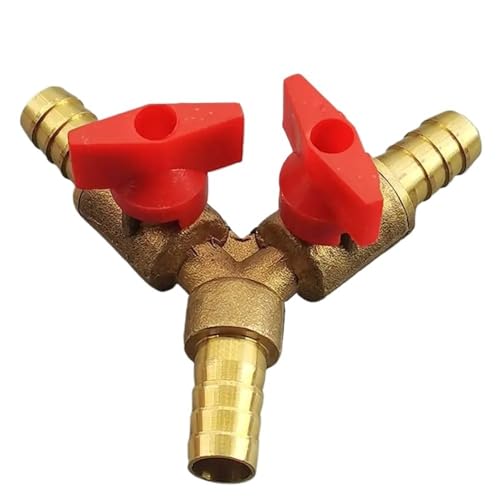 Kugelhahn, 1PC 8mm 10mm 12mm Messing Y-Typ for Kraftstoff Gas Wasser Öl Luft Schlauch Barb Drei 3 weg Kugelhahn Adapter Rohr Fitting Anschluss(8mm) von MYXJX
