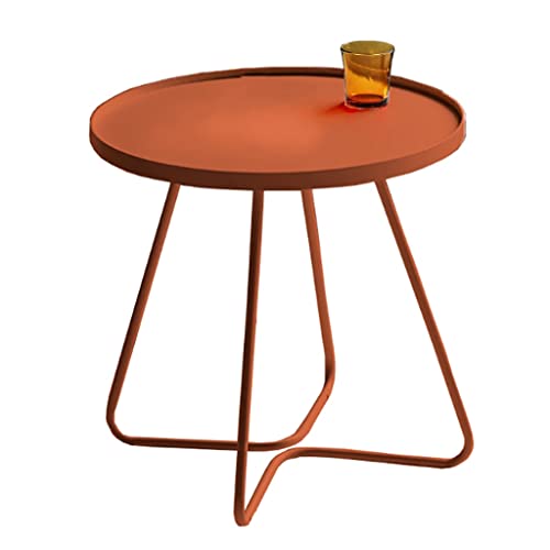 MYXJX Beistelltisch, Leichter Luxus-Ecktisch/Kleiner Runder Tisch, Mini-Nachttisch fürs Schlafzimmer, Multifunktionaler Kleiner Couchtisch(Orange,37X45CM) von MYXJX